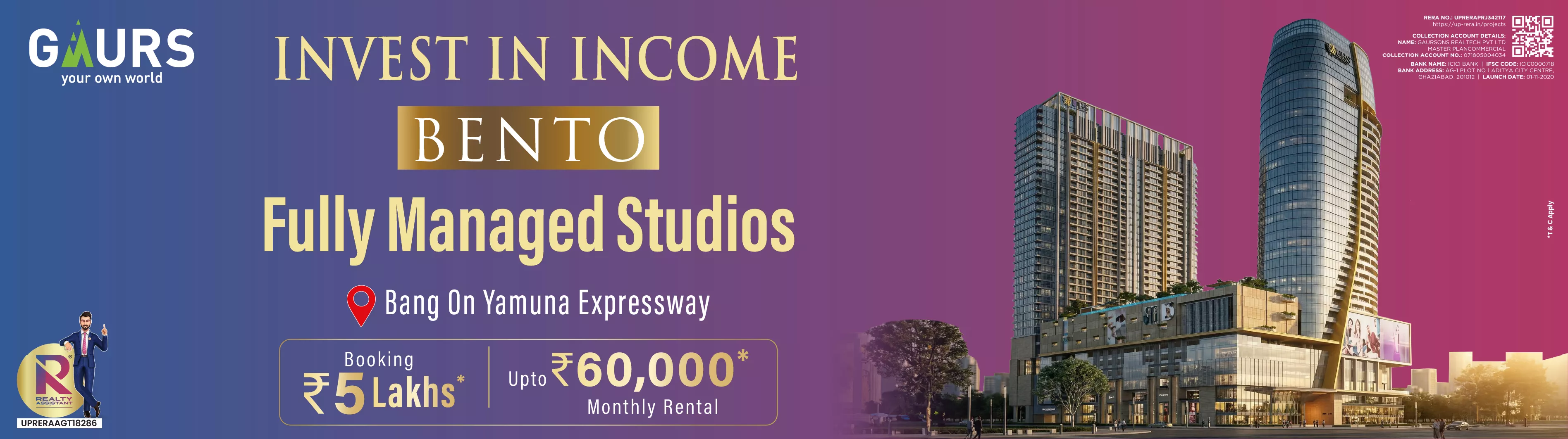 Gaur Bento Commercial Studio Apartment: Luxury Studio Living on Yamuna Expressway