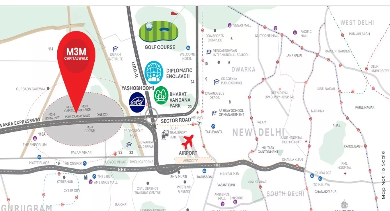 M3M Capital Walk Location Map
