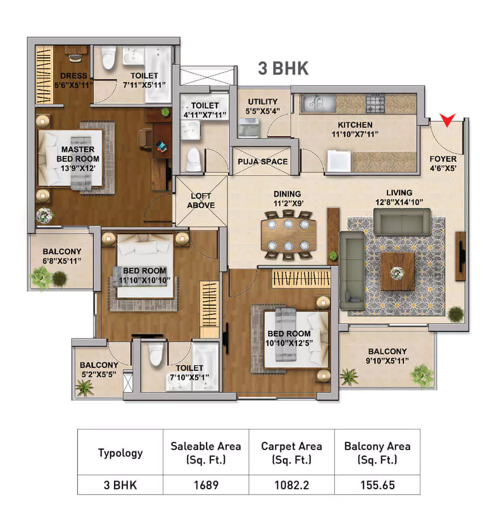 3 BHK (Type 3)