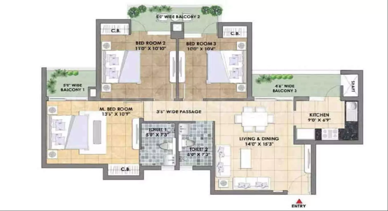 Tata Eureka Park 3 BHK Floor Plan