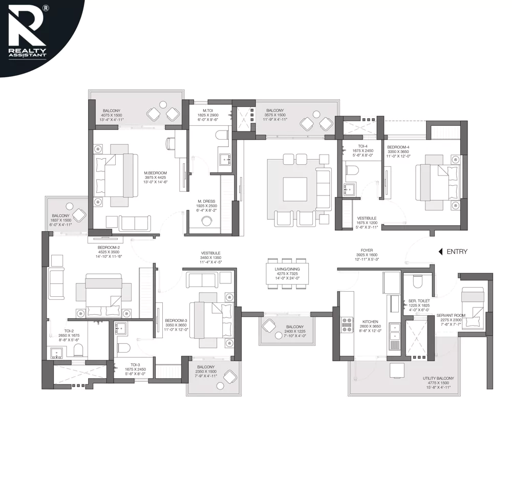 Godrej Nest 4 BHK Floor Plan