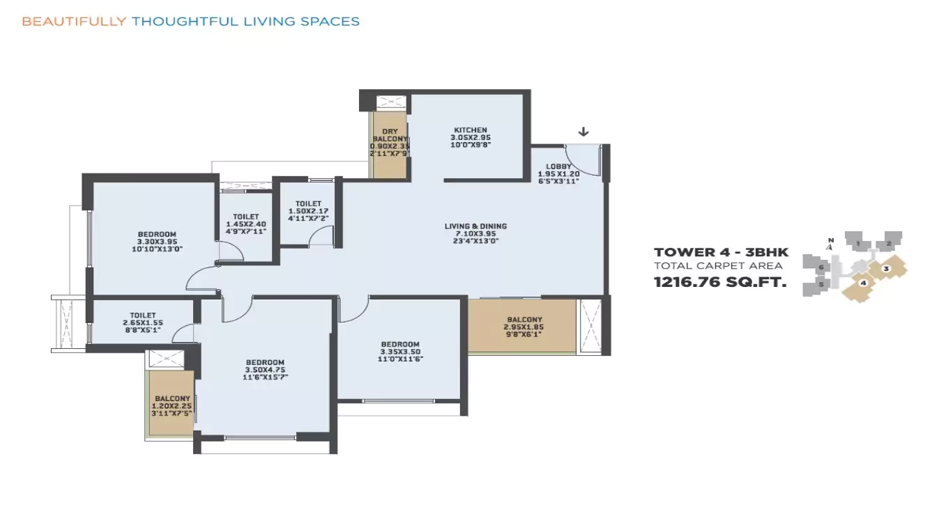 VTP Bellissimo 3 BHK Floor Plan