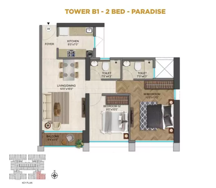 Runwal 25 Hour Life 2 BHK Floor Plan
