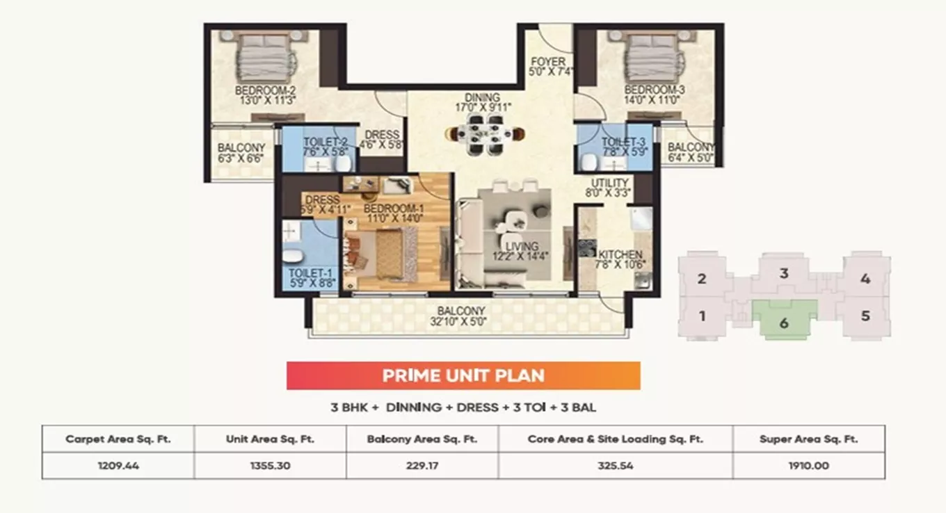 3 BHK (Type 1)