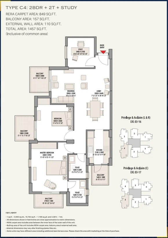 Eldeco Acclaim 2 BHK Floor Plan