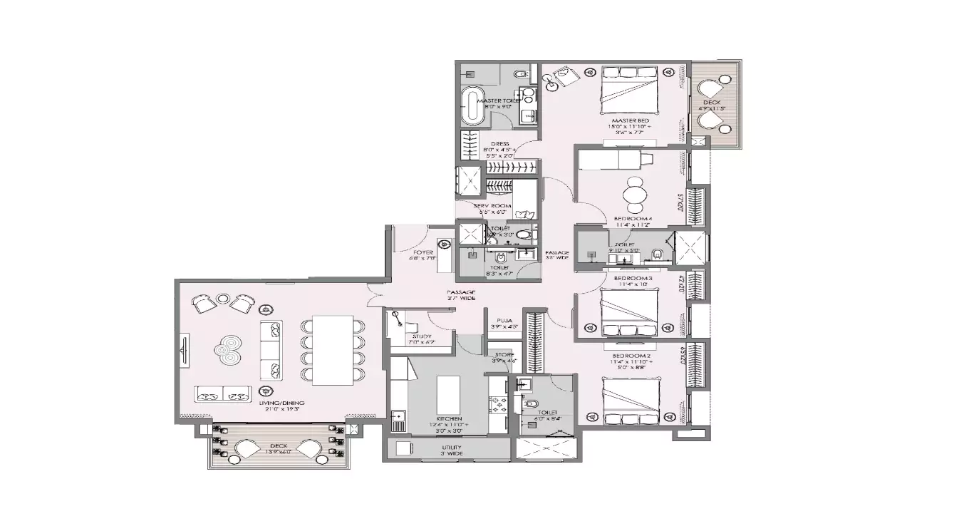 Lodha Sterling 4 BHK Floor Plan