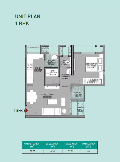 Godrej Sky Greens 1 BHK Floor Plan