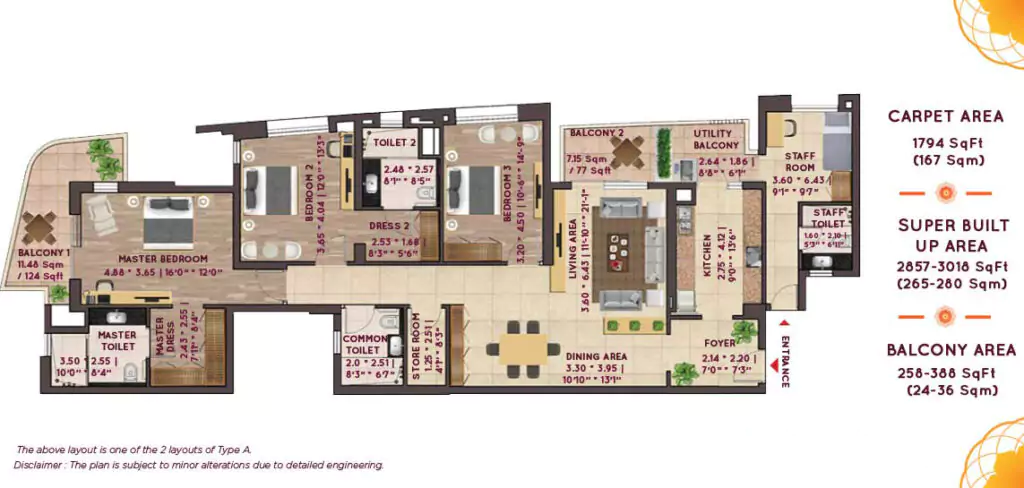 Max Antara Senior Livings 3 BHK Floor Plan