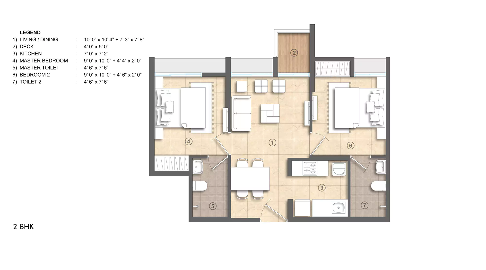 Lodha Crown Kolshet 2 BHK Floor Plan