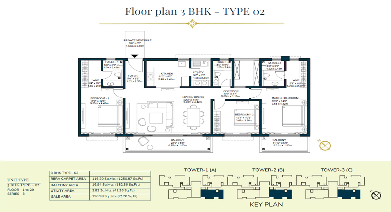 Godrej Tiara 3 BHK Floor Plan