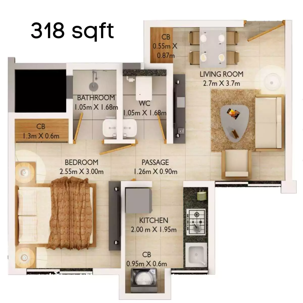 Dosti Greater Thane 1 BHK Floor Plan