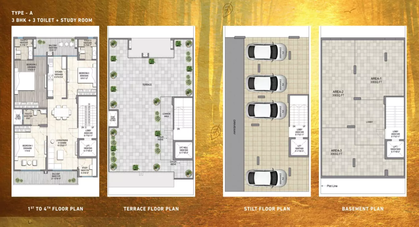 Signature Global City 79B 3 BHK + Study Floor Plan