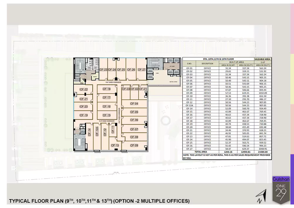 Gulshan One29 Floor Plan - Ninth Floor