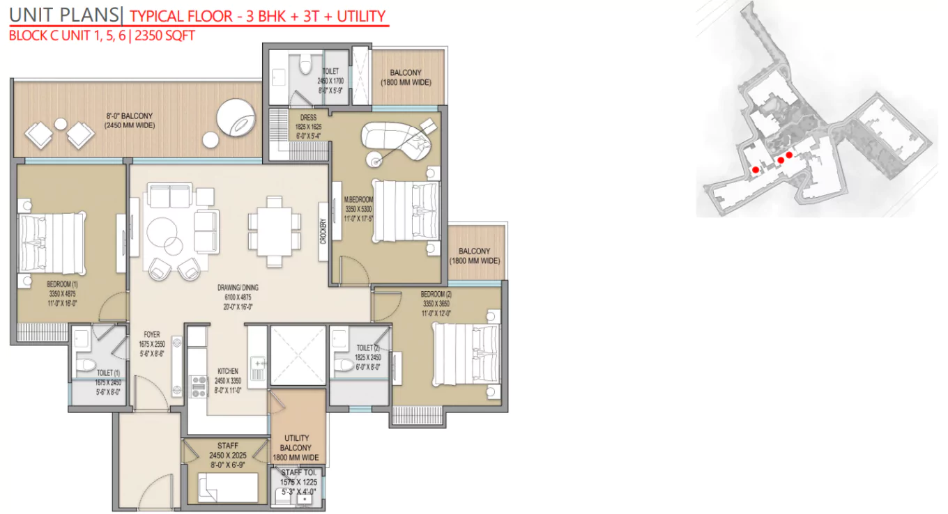 Excentia Tatva 3 BHK Floor Plan