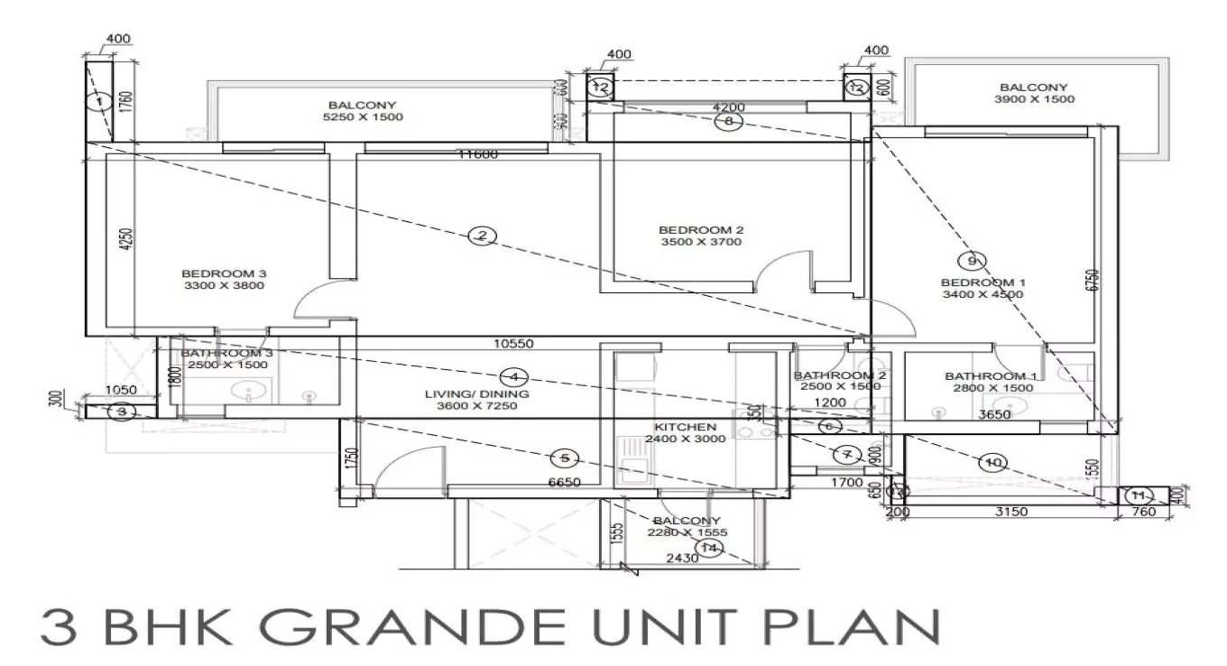 Sobha Aurum 3 BHK (Type 2) BHK Floor Plan