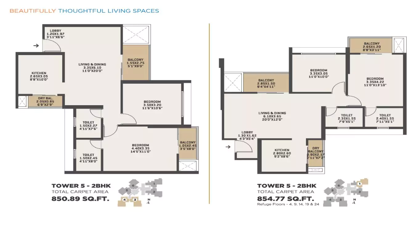 VTP Bellissimo 2 BHK Floor Plan