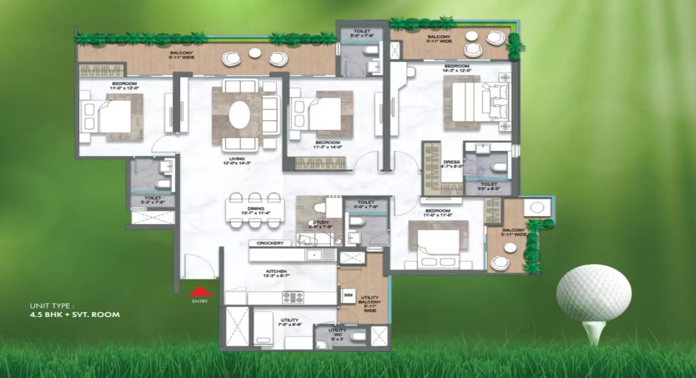 M3M Golf Hills 4.5 BHK Floor Plan