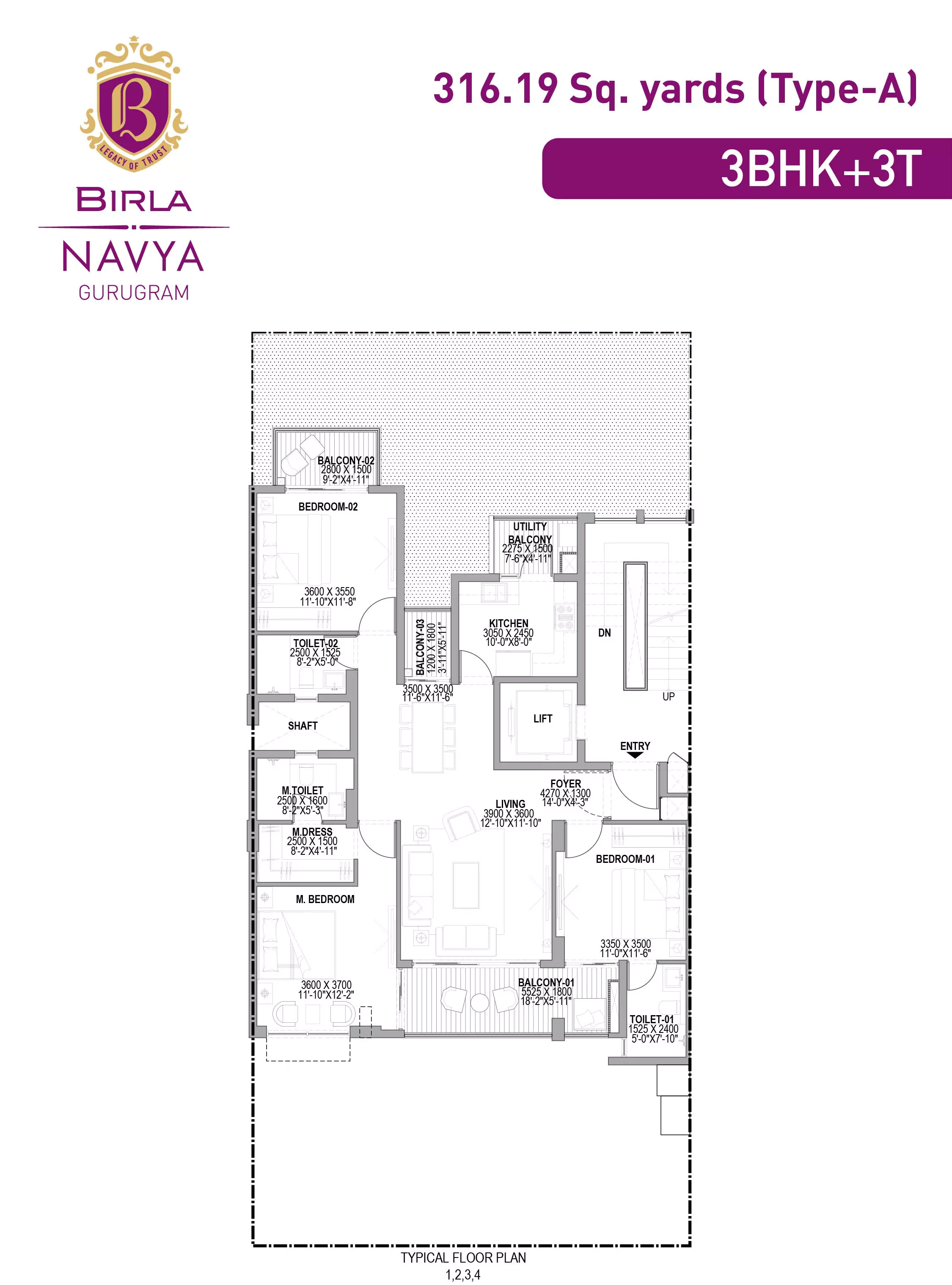 Birla Navya 3 BHK Floor Plan