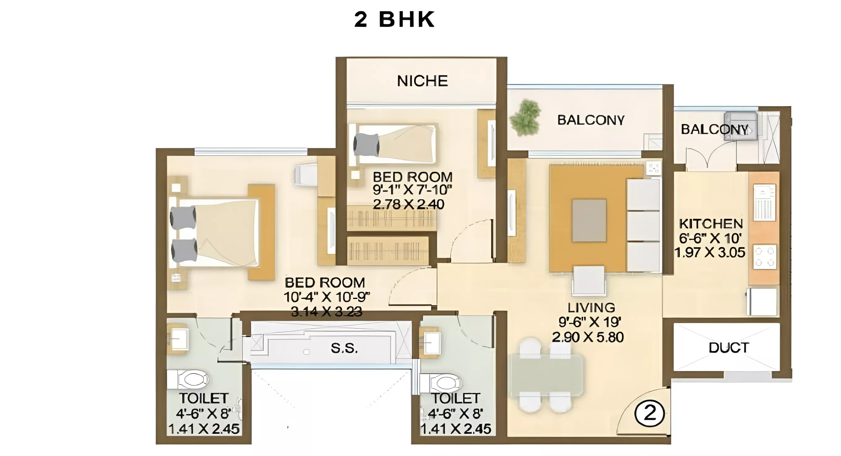 Embassy Park Panvel 2 BHK Floor Plan
