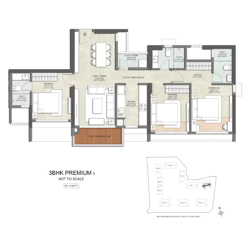 Kalpataru Park City 3 BHK Floor Plan