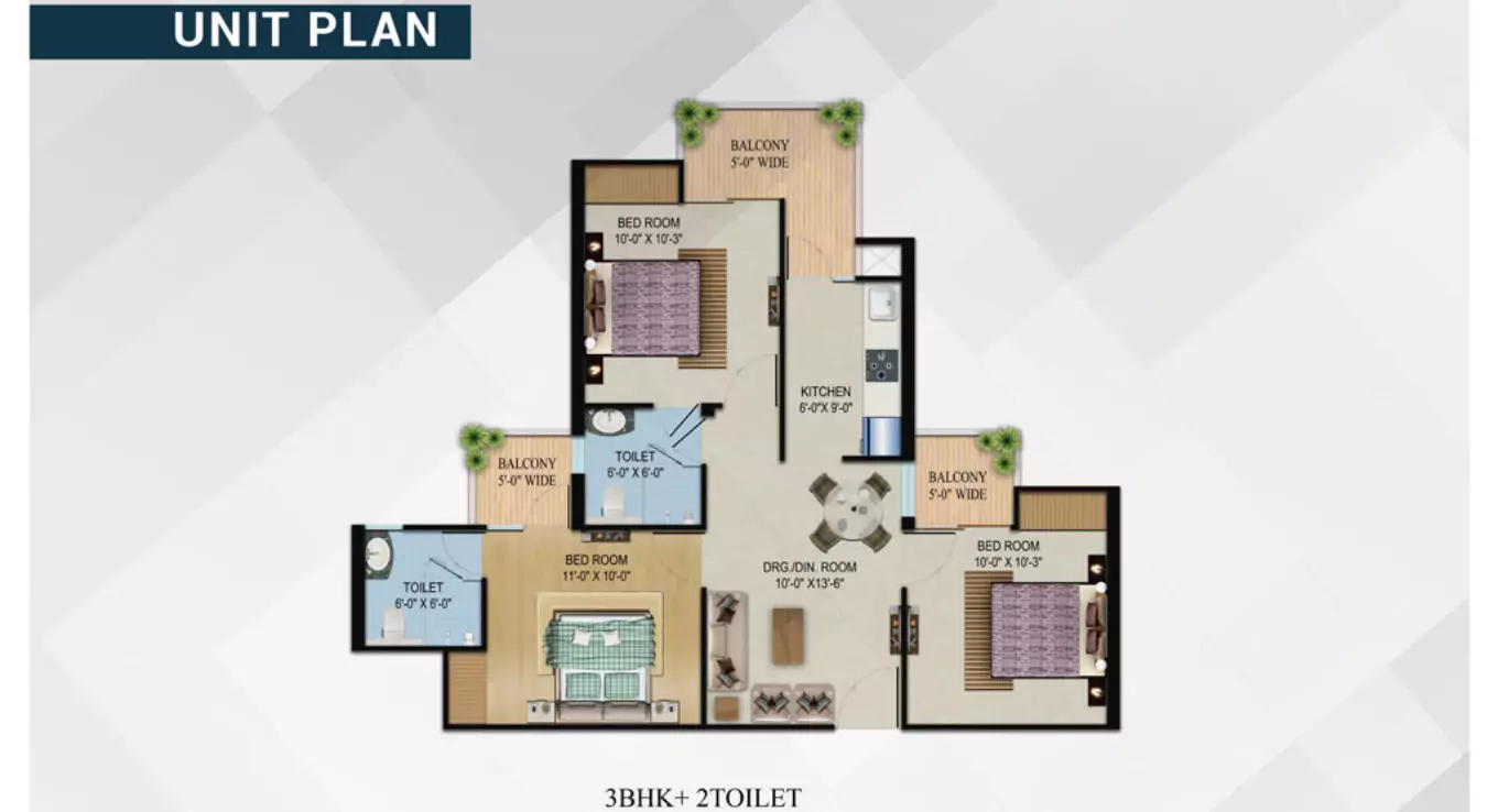 Migsun Vilaasa 3 BHK Floor Plan