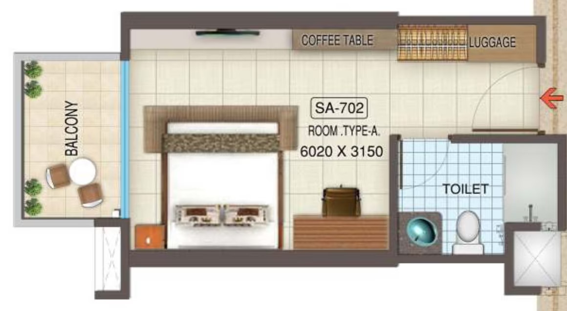Kaveri City Centre Studio Type 2 Floor Plan