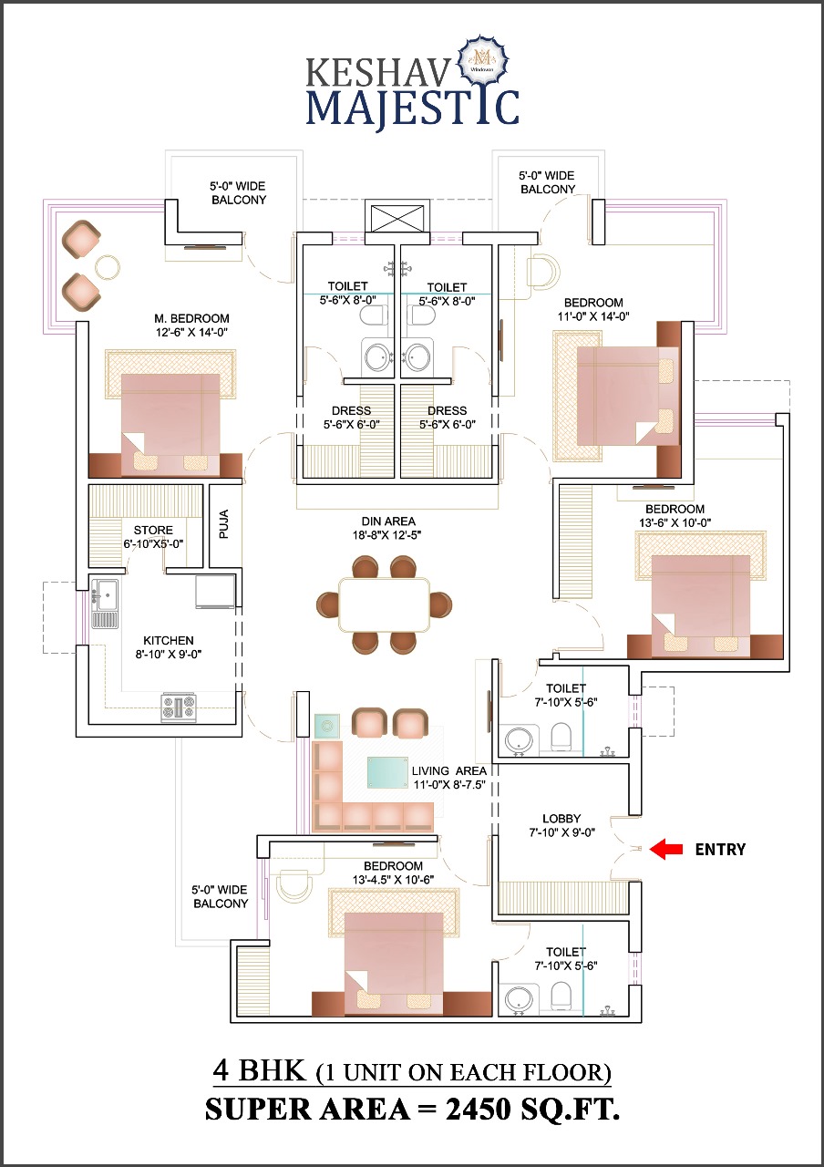 Keshav Majestic 4 BHK Floor Plan