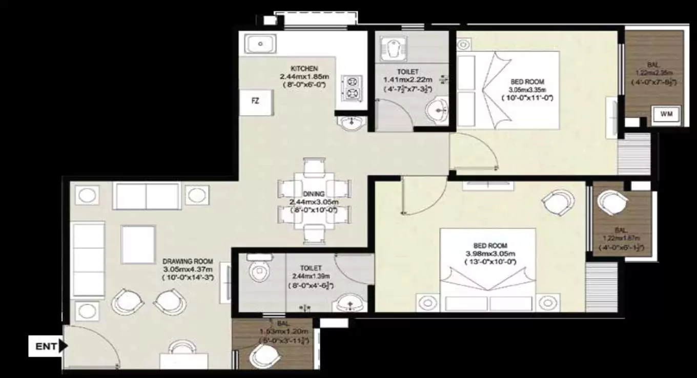 Rudra Shobhagyam 3 BHK Floor Plan