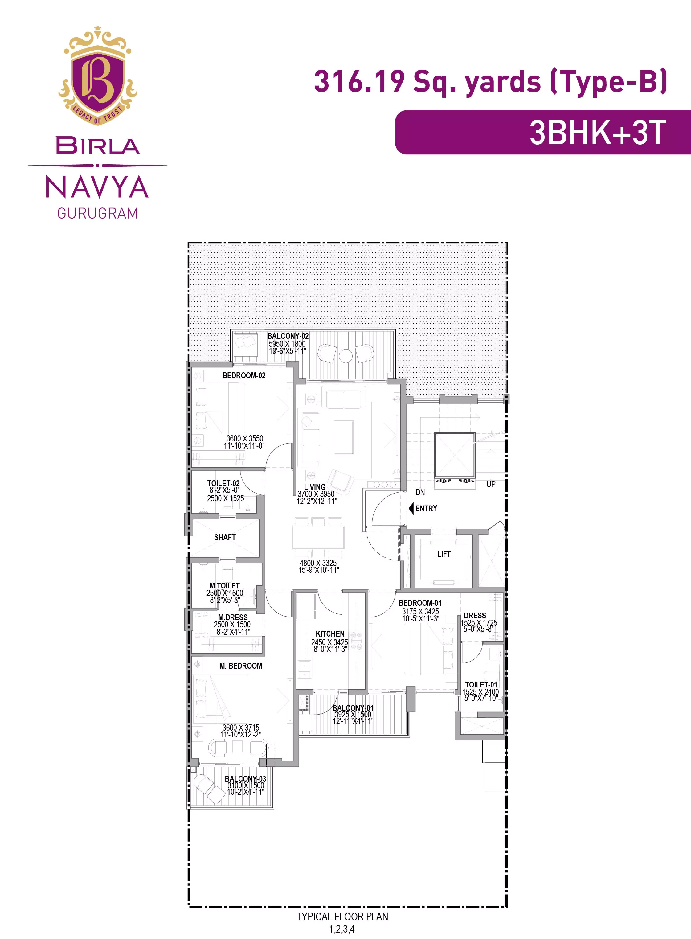 Birla Navya 3 BHK Floor Plan