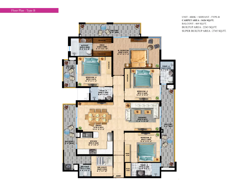 Rishita Manhattan 4 BHK Floor Plan