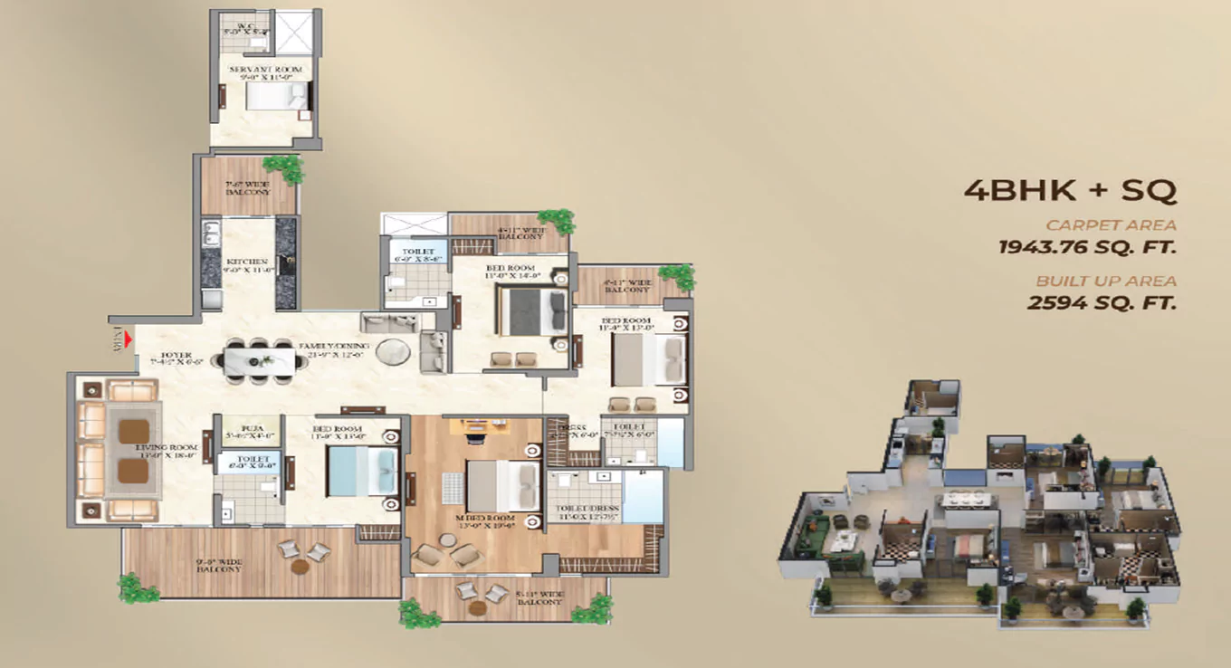 Aurum Alumni Bliss 4 BHK Floor Plan