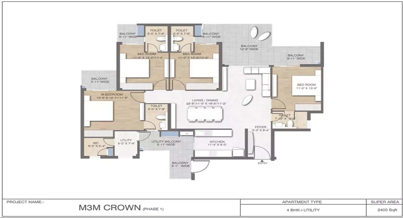 M3M Crown 4 BHK Floor Plan