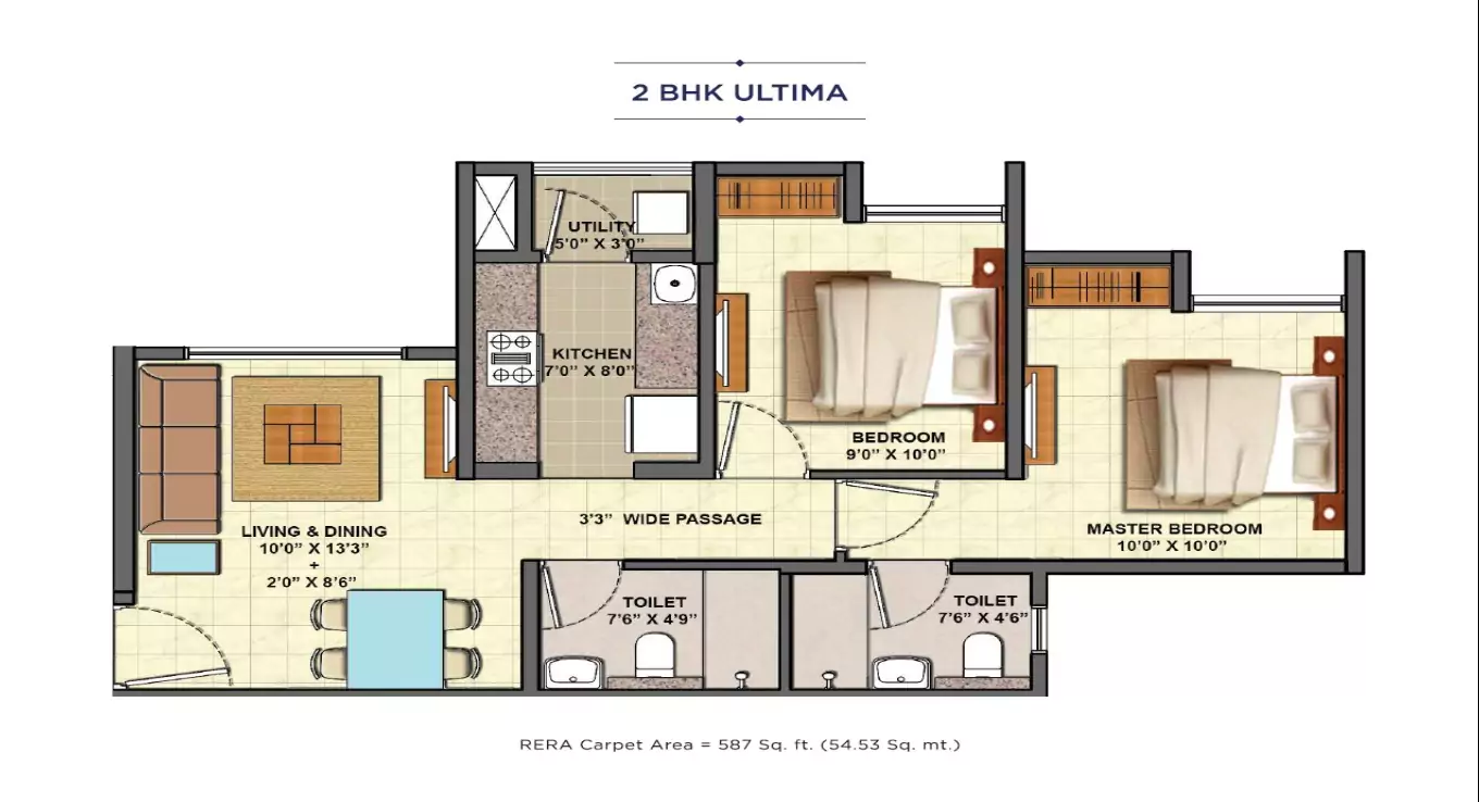 Lodha Palava 2 BHK Floor Plan