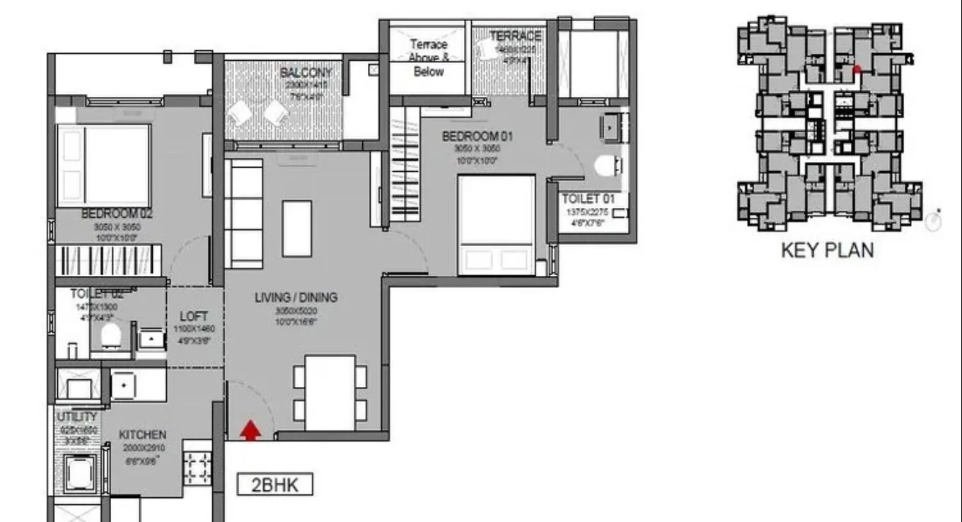 Godrej Parkridge 2 BHK Floor Plan