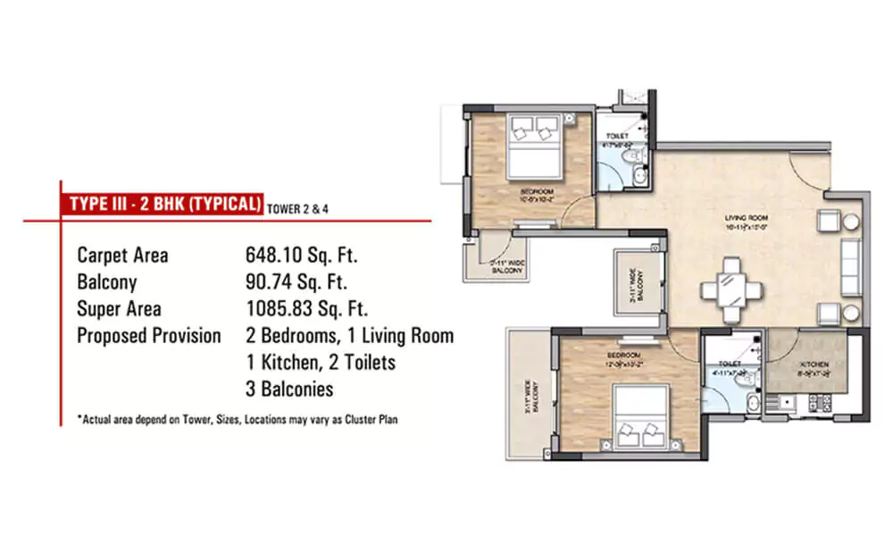 Sahu City 2 BHK Floor Plan