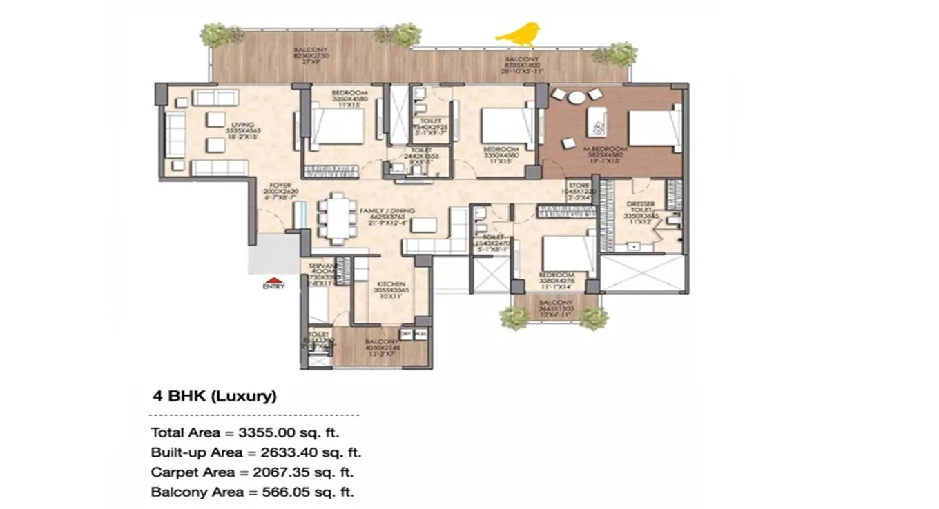 Prateek Canary Floor 4 BHK Luxury (Type 2)
