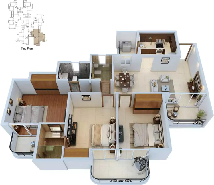 CRC Sublimis 3 BHK Floor Plan