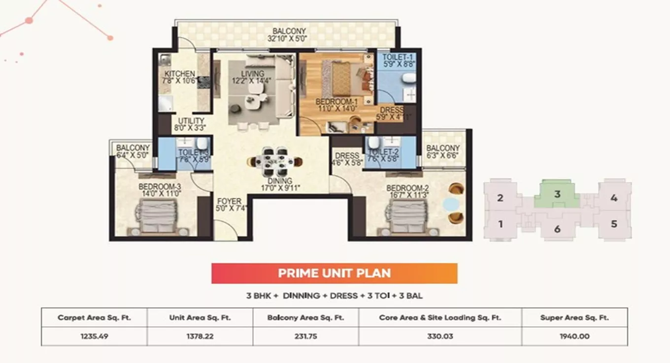 3 BHK (Type 2)
