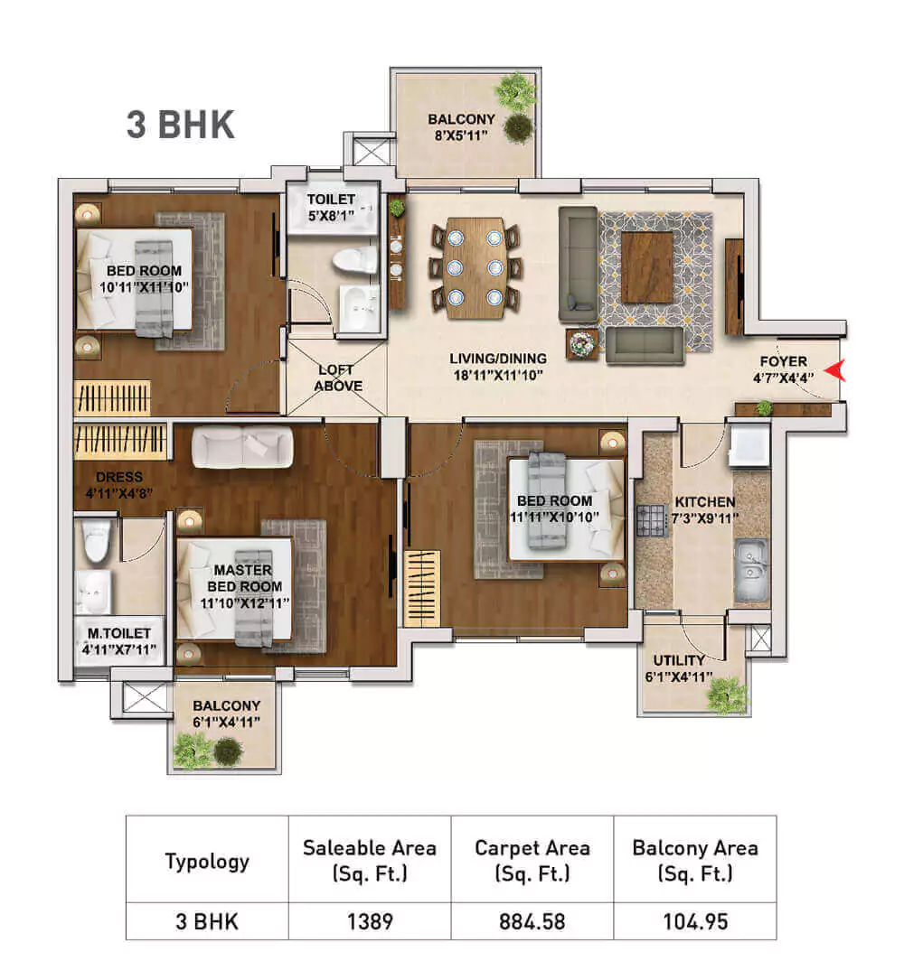 3 BHK (Type 2)
