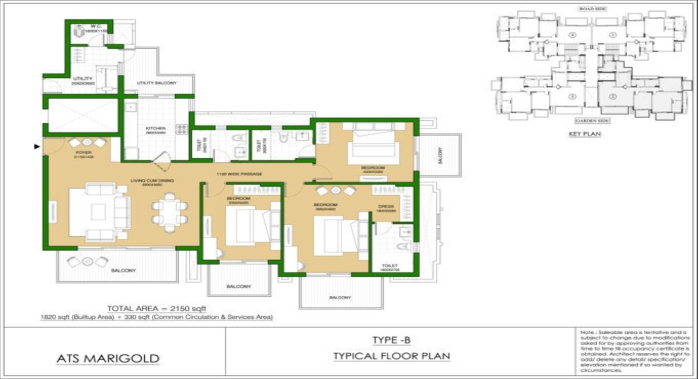 ATS Marigold 3 BHK Floor Plan