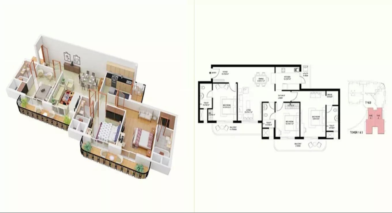 Casa Greens Exotica 3 BHK Floor Plan