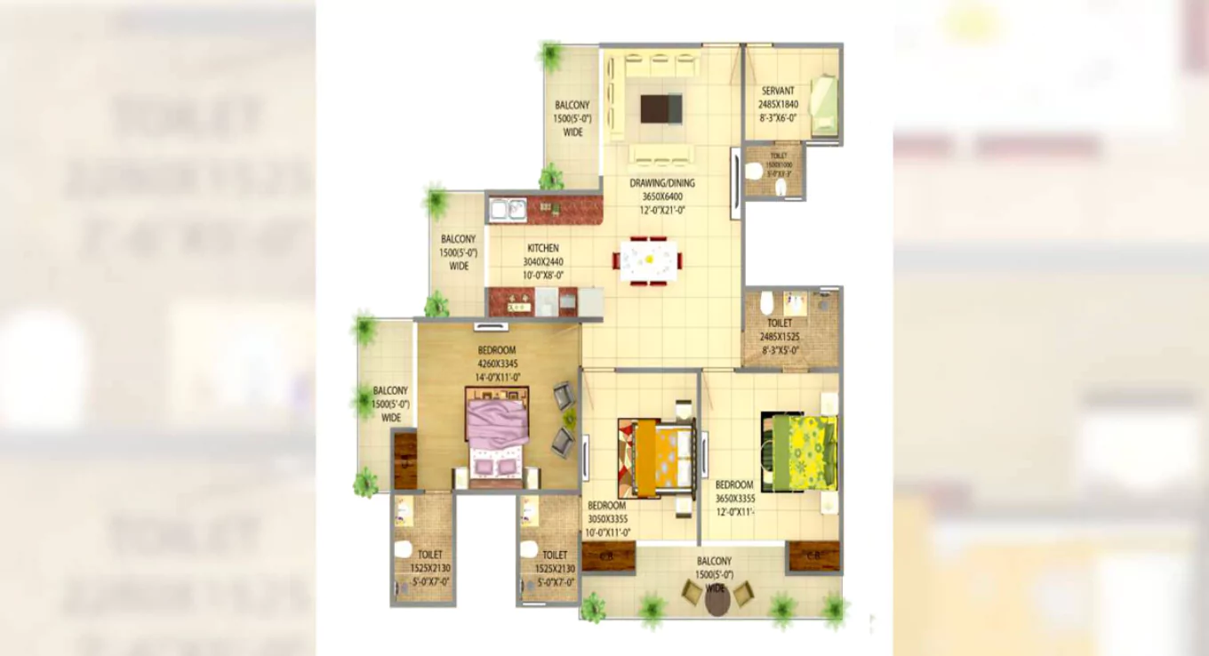 Victory One Central 3 BHK Floor Plan