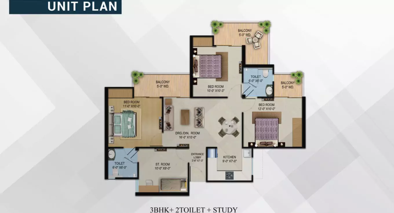 Migsun Vilaasa 3 BHK Floor Plan