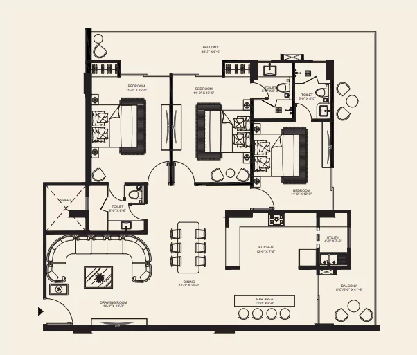 Evara by Sky Vista Homes 3 Bhk Floor Plan
