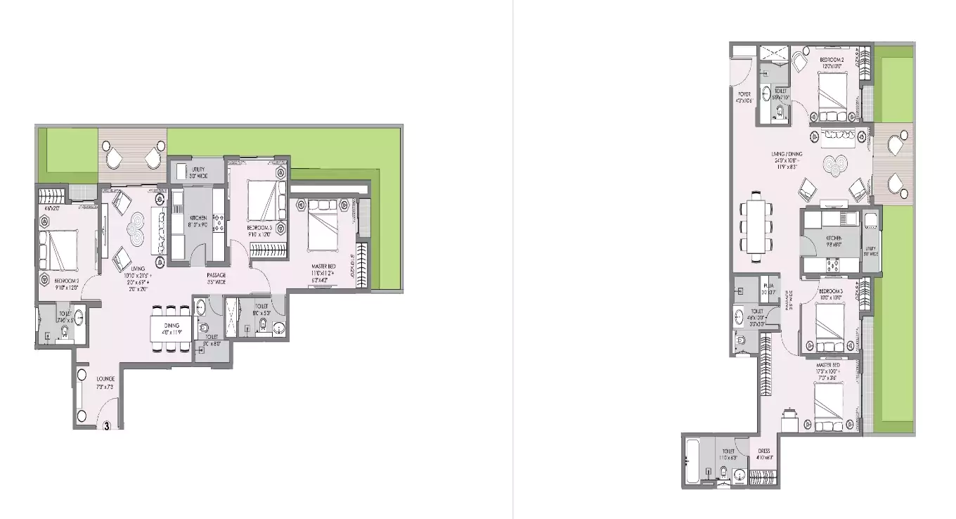 Lodha Sterling 3 BHK Floor Plan