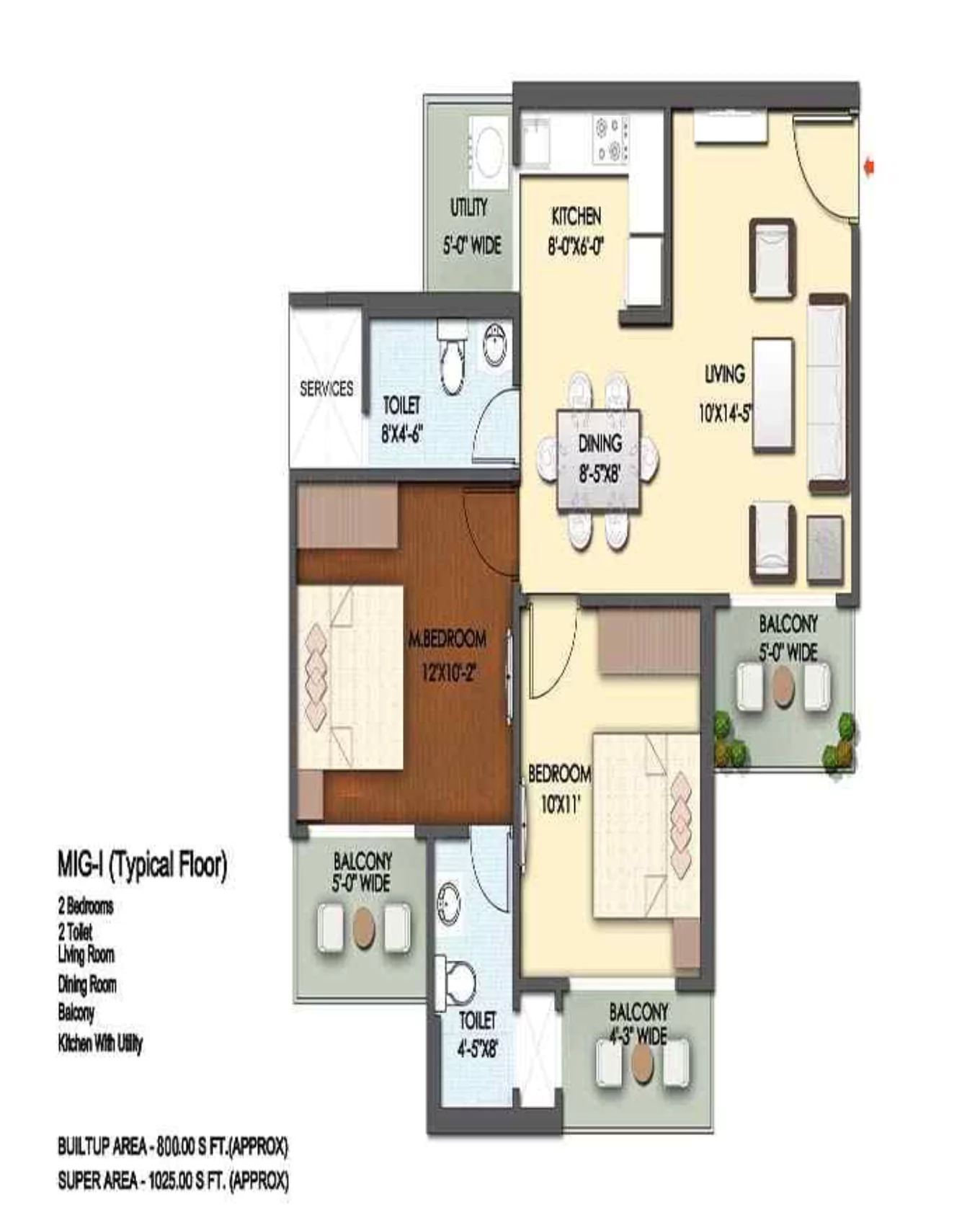 Mahagun Mantra 2 BHK Floor Plan