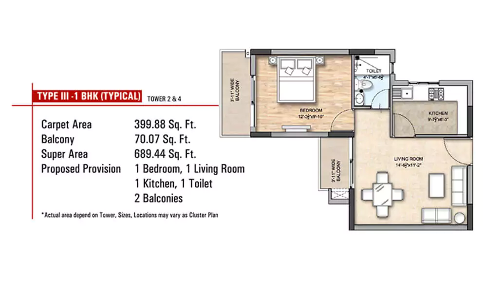 Sahu City 1 BHK Floor Plan