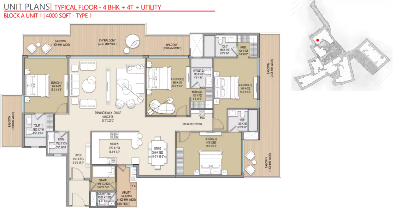 Excentia Tatva 4 BHK Floor Plan