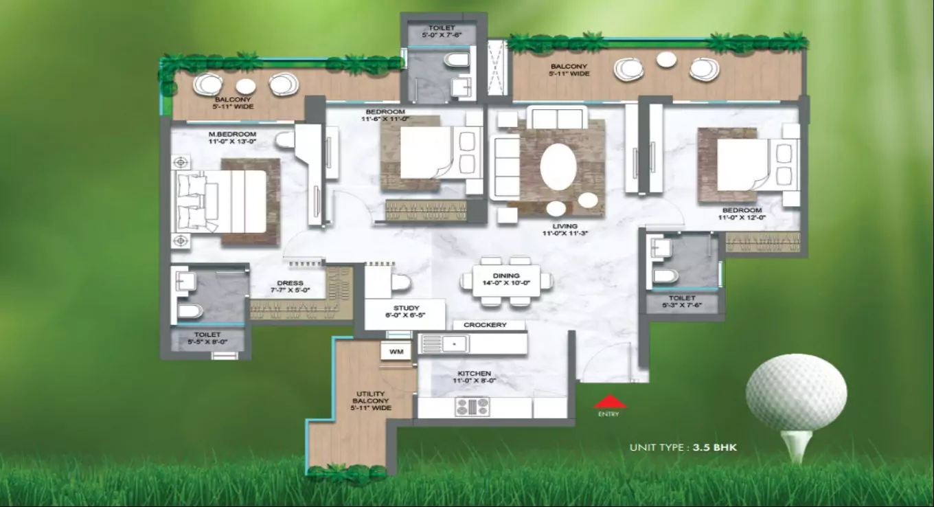 M3M Golf Hills 3.5 BHK Floor Plan
