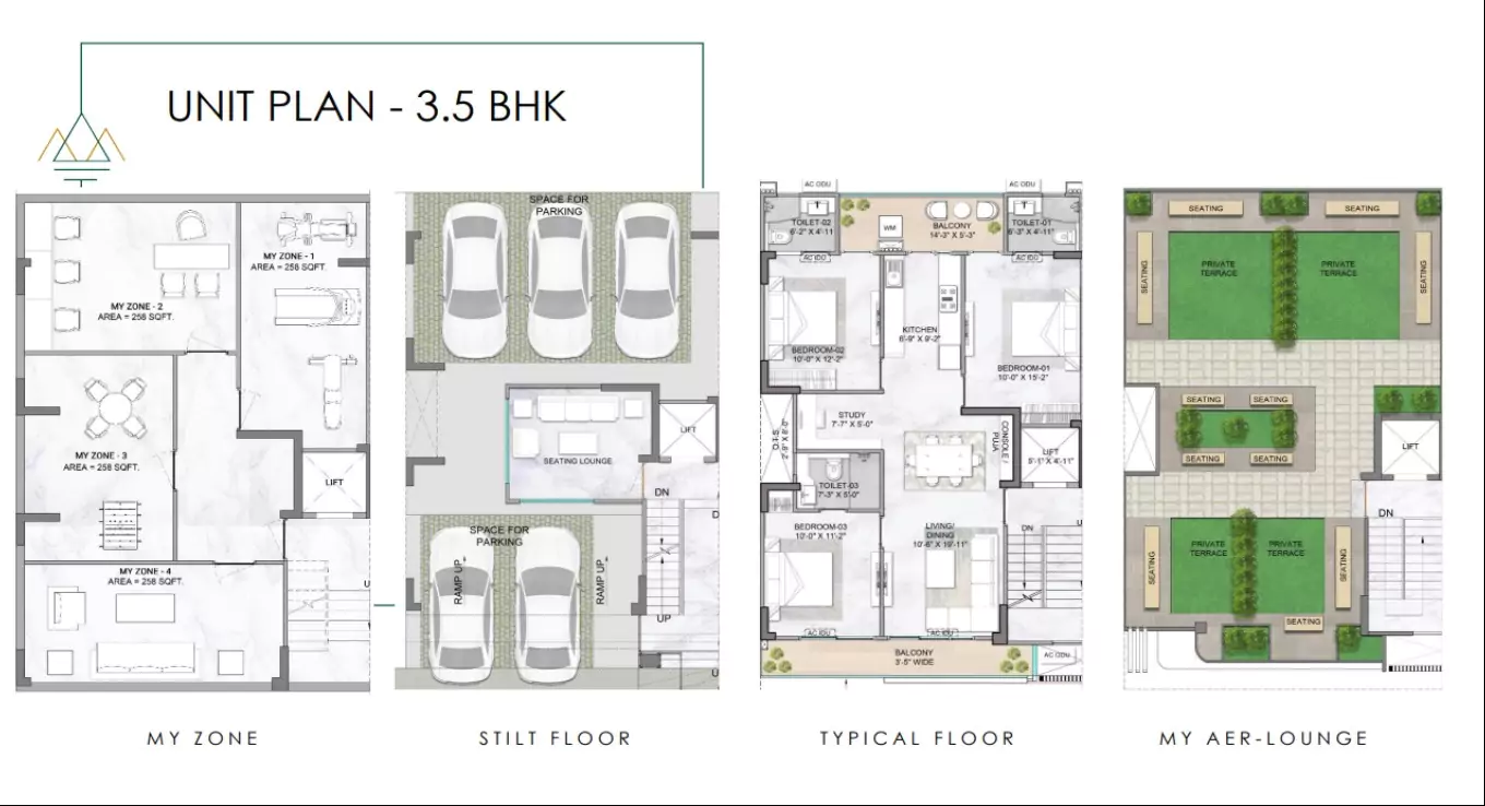 M3M Antalya Hills 3.5 BHK Floor Plan